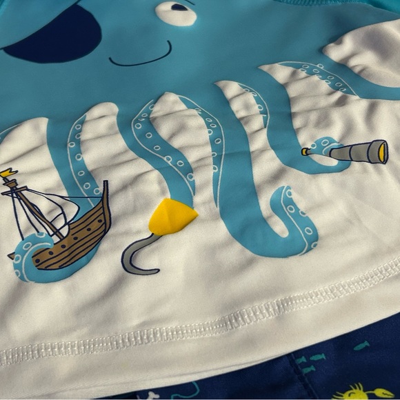 Carter's Just One You Sun Protective Blue Octopus 2PC Rash Guard Swim Set 3M NWT - Picture 10 of 10